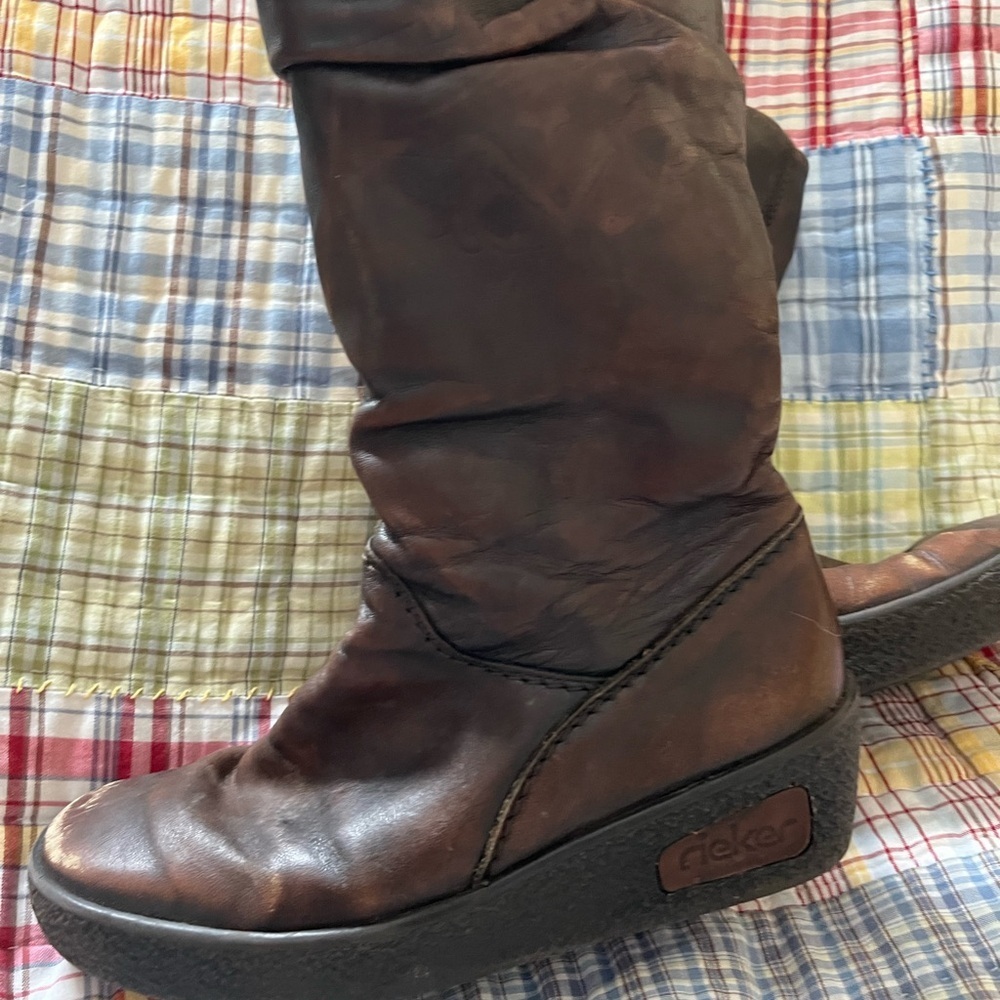 Rieker Real Shearling Side Zip Winter Wedge Boots - Picture 4 of 7